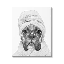Stupell Industries Dog In Bathrobe Funny Pet Animals & Insects Painting Gallery Wrapped Canvas Print Wall Art