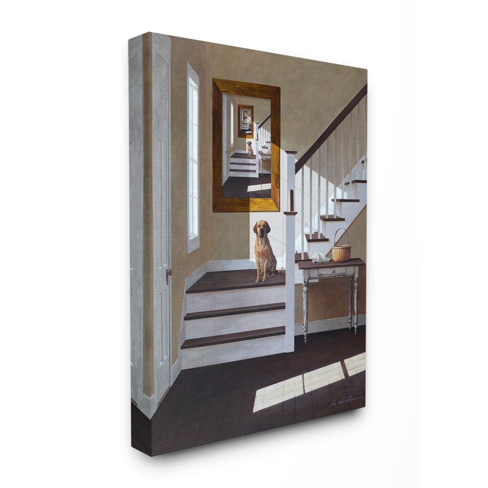 Stupell Industries Dog Infront of Pet Portrait Charming Country Interior Canvas Wall Art Design by Zhen-Huan Lu, 24" x 30"