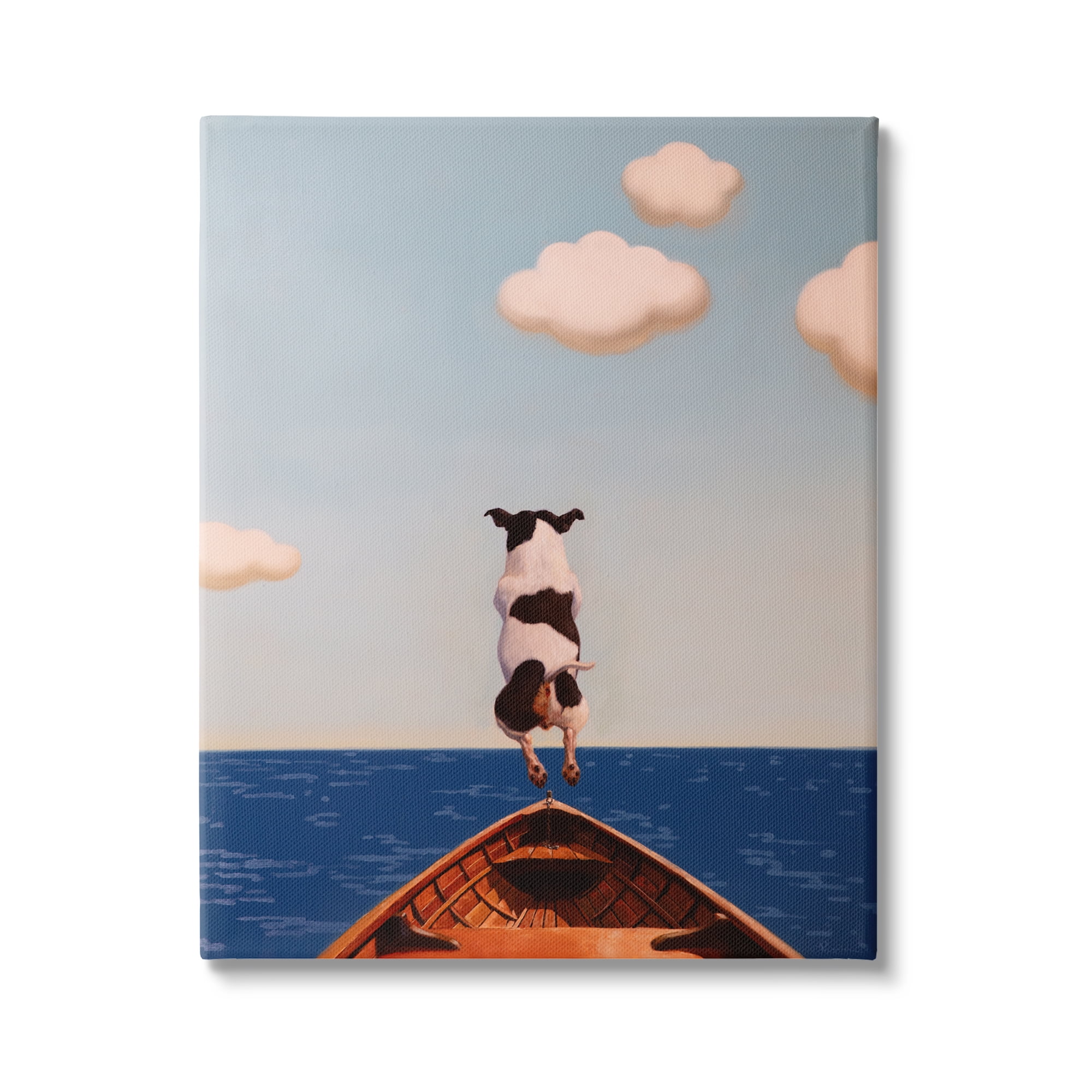 Stupell Industries Dog Jumping In Lake Animals & Insects Painting Gallery Wrapped Canvas Art Print Wall Art, 30 x 40