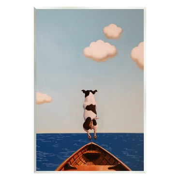 Stupell Industries Dog Jumping In Lake Animals & Insects Painting Unframed Art Print Wall Art, 10 x 15
