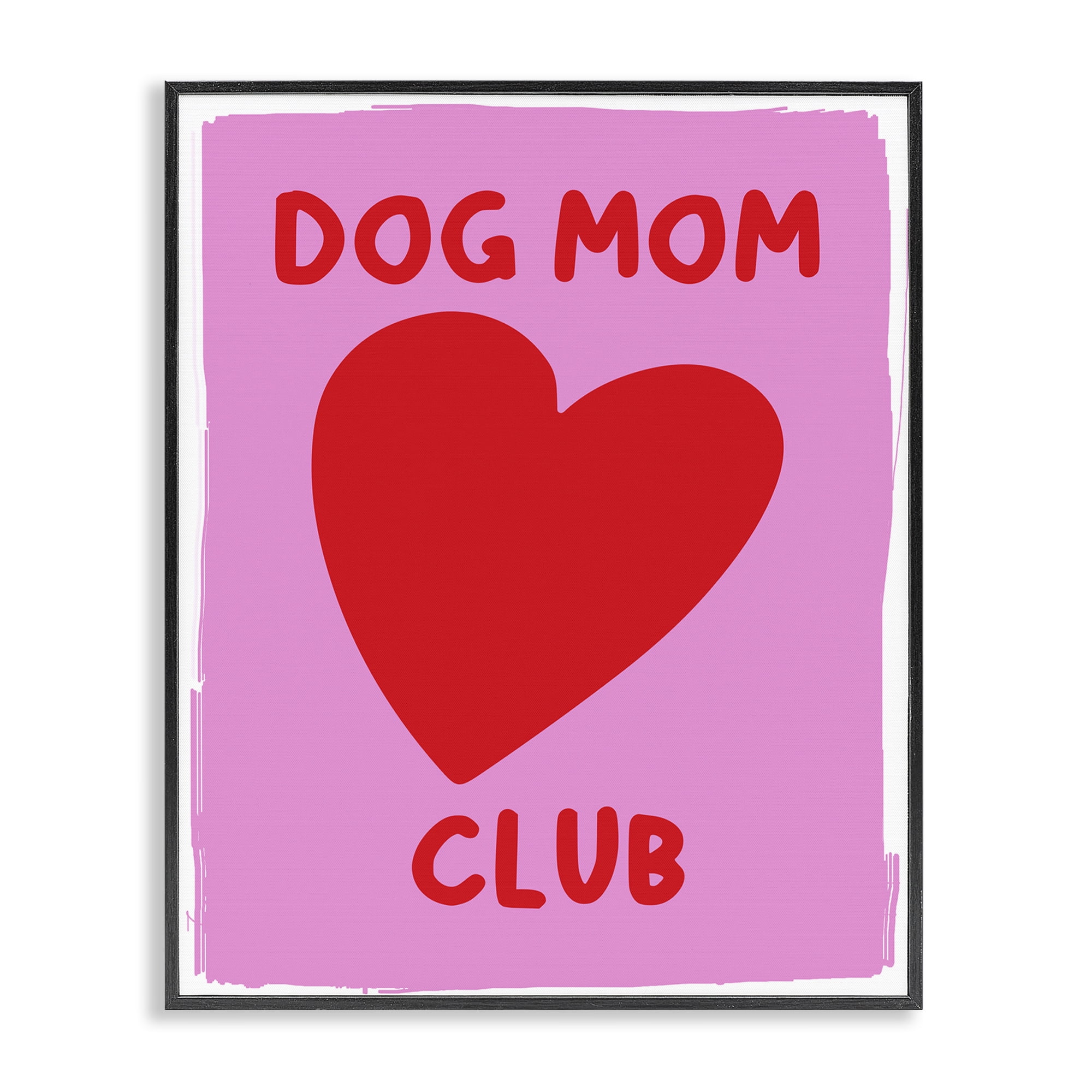Stupell Industries Dog Mom Club Heart Text & Numbers Painting Black Framed Art Print Wall Art, 16 x 20