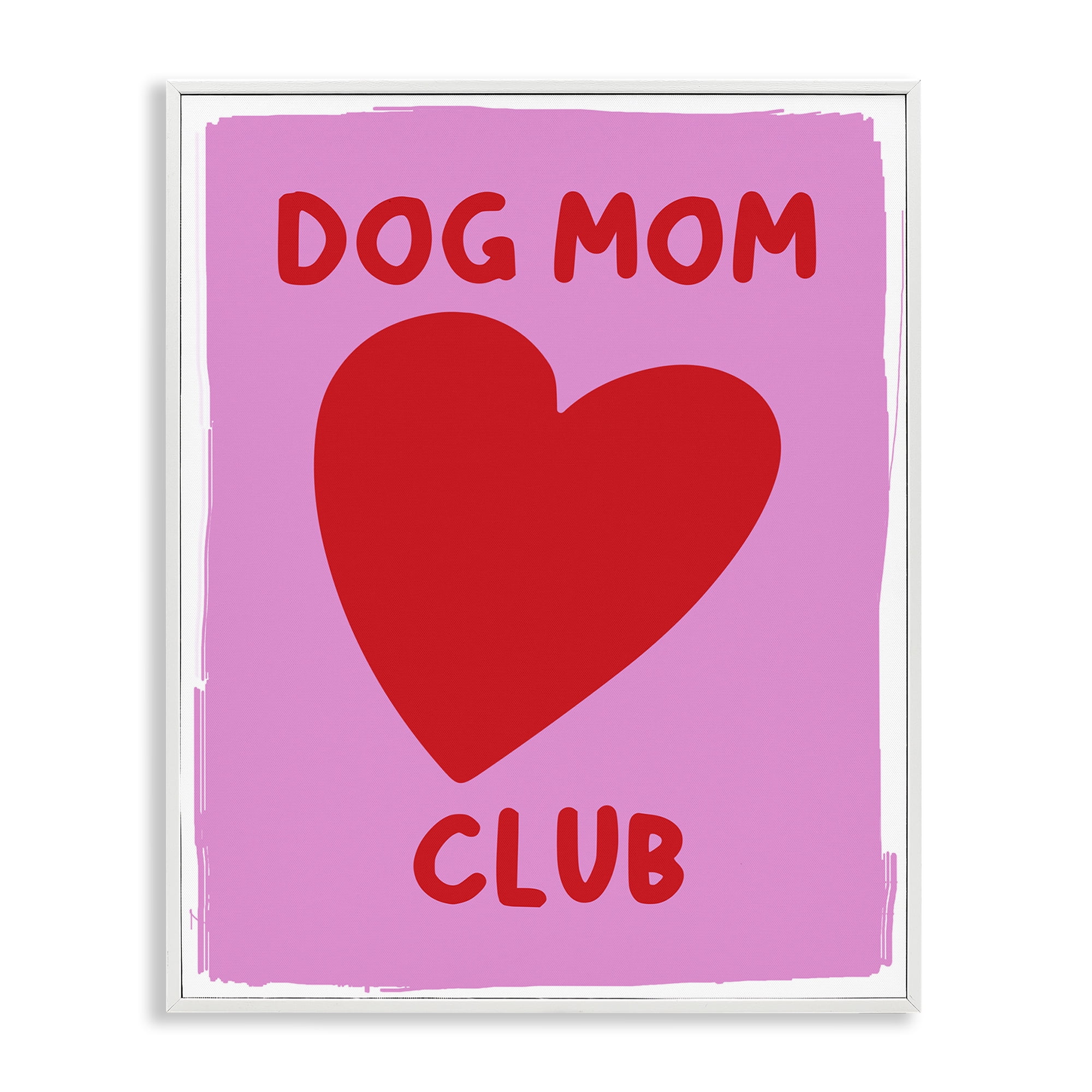 Stupell Industries Dog Mom Club Heart Text & Numbers Painting White Framed Art Print Wall Art, 16 x 20