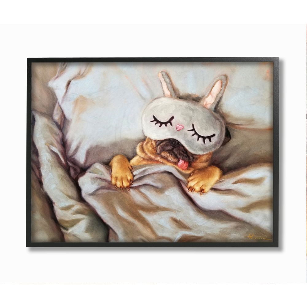 Stupell Industries Dog Nap Relaxation Pet Animal Humor Self-Care Framed Wall Art Design by Lucia Heffernan, 16" x 20", Black Framed