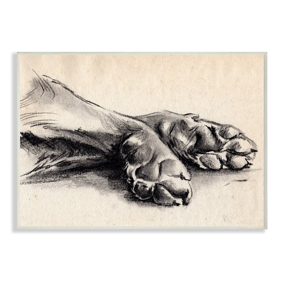 Stupell Industries Dog Paw Charcoal Design Minimal Tan Black Wall Plaque by Jennifer Paxton Parker