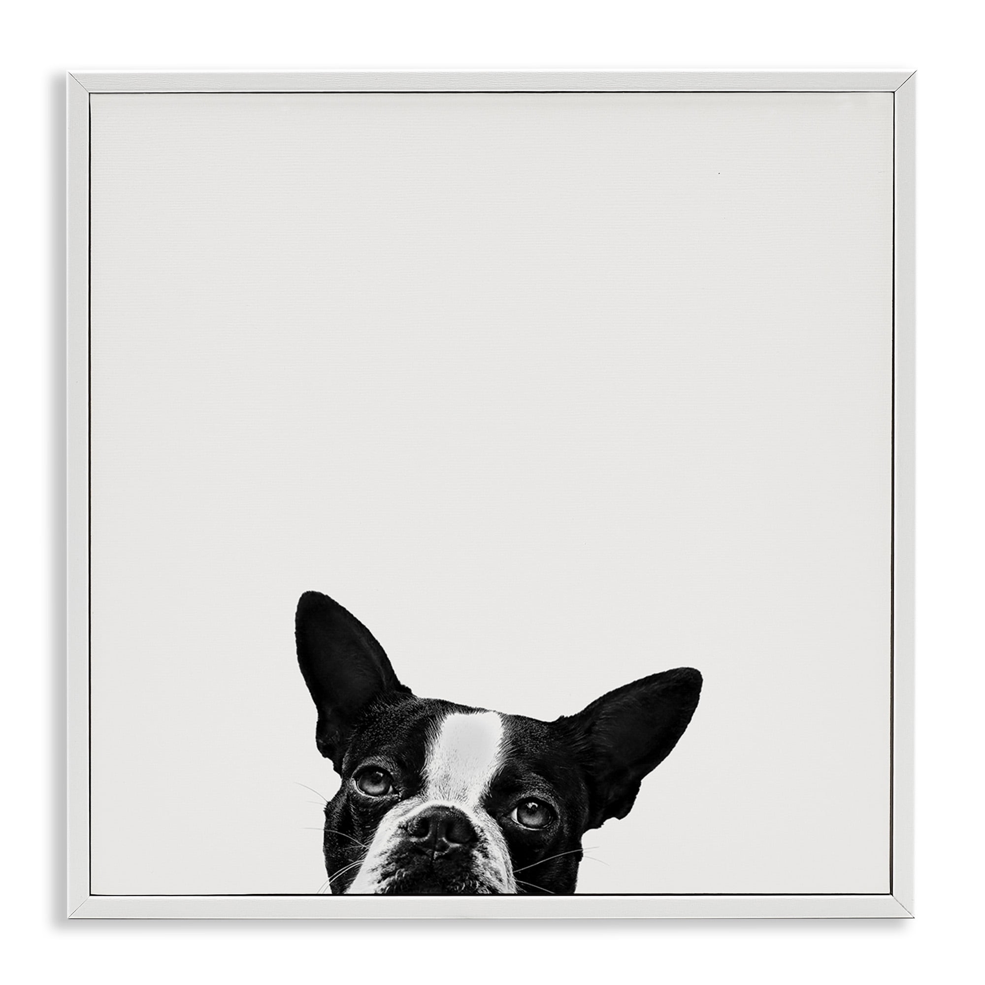 Stupell Industries Dog Peeking From Below Animals & Insects Painting White Framed Art Print Wall Art, 12 x 12