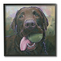 Stupell Industries Dog Playing Ball Portrait Animals & Insects Painting Black Framed Art Print Wall Art, 12 x 12