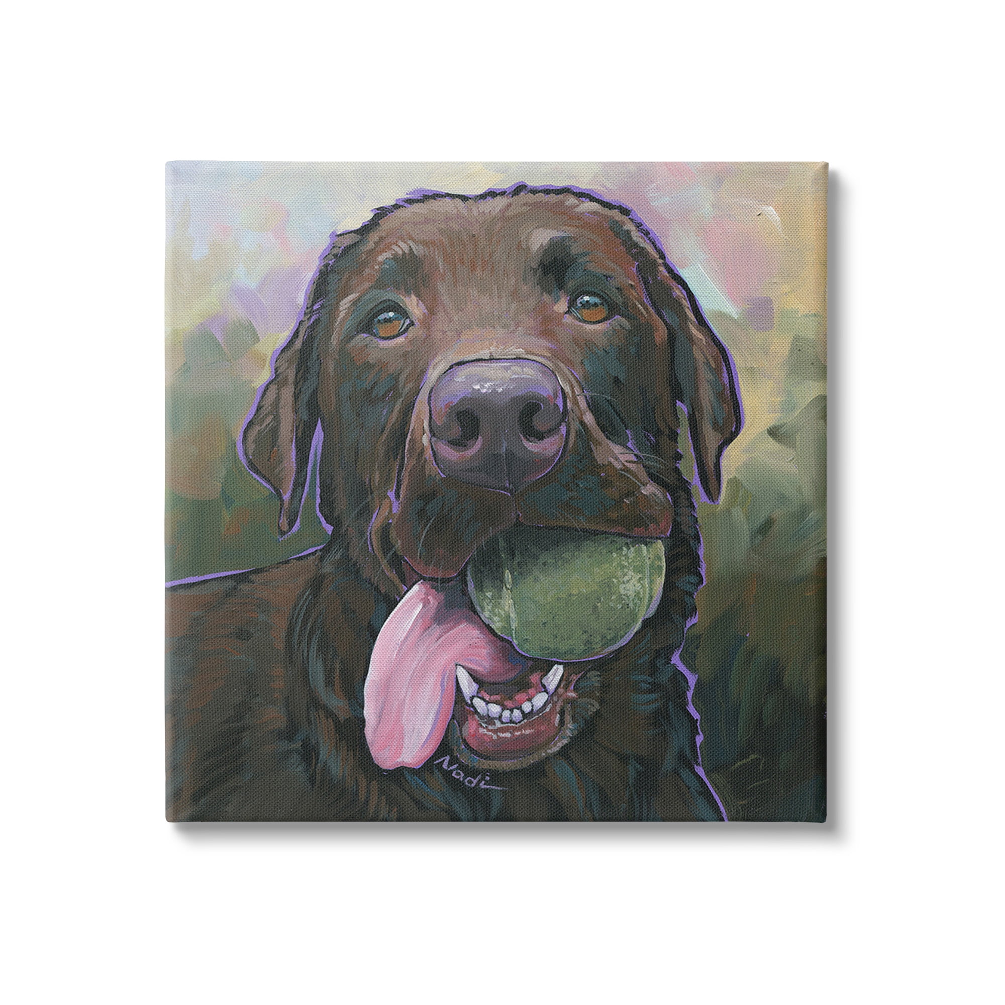 Stupell Industries Dog Playing Ball Portrait Animals & Insects Painting Gallery Wrapped Canvas Art Print Wall Art, 24 x 24
