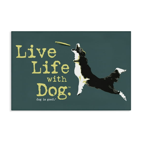 Stupell Industries Dog Playing Fetch Phrase Animals Painting Wrapped Canvas Art Print Wall Art, 24 x 16