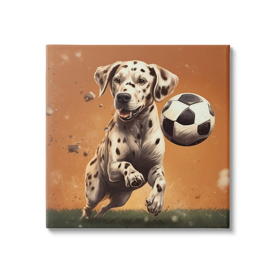 Stupell Industries Dog Playing Soccer Animals & Insects Painting Gallery Wrapped Canvas Art Print Wall Art, 36 x 36