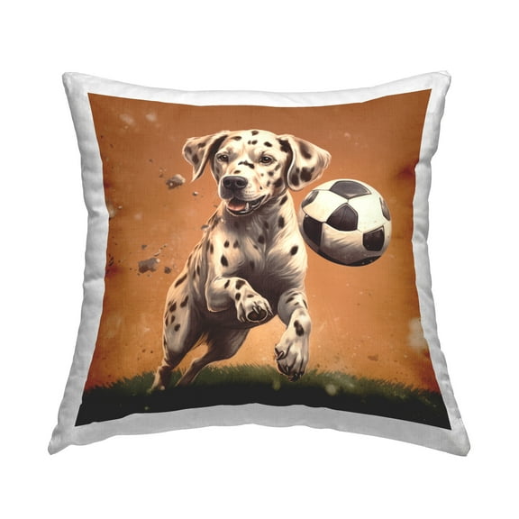Stupell Industries Dog Playing Soccer Decorative Printed Throw Pillow Design by Lazar Studio