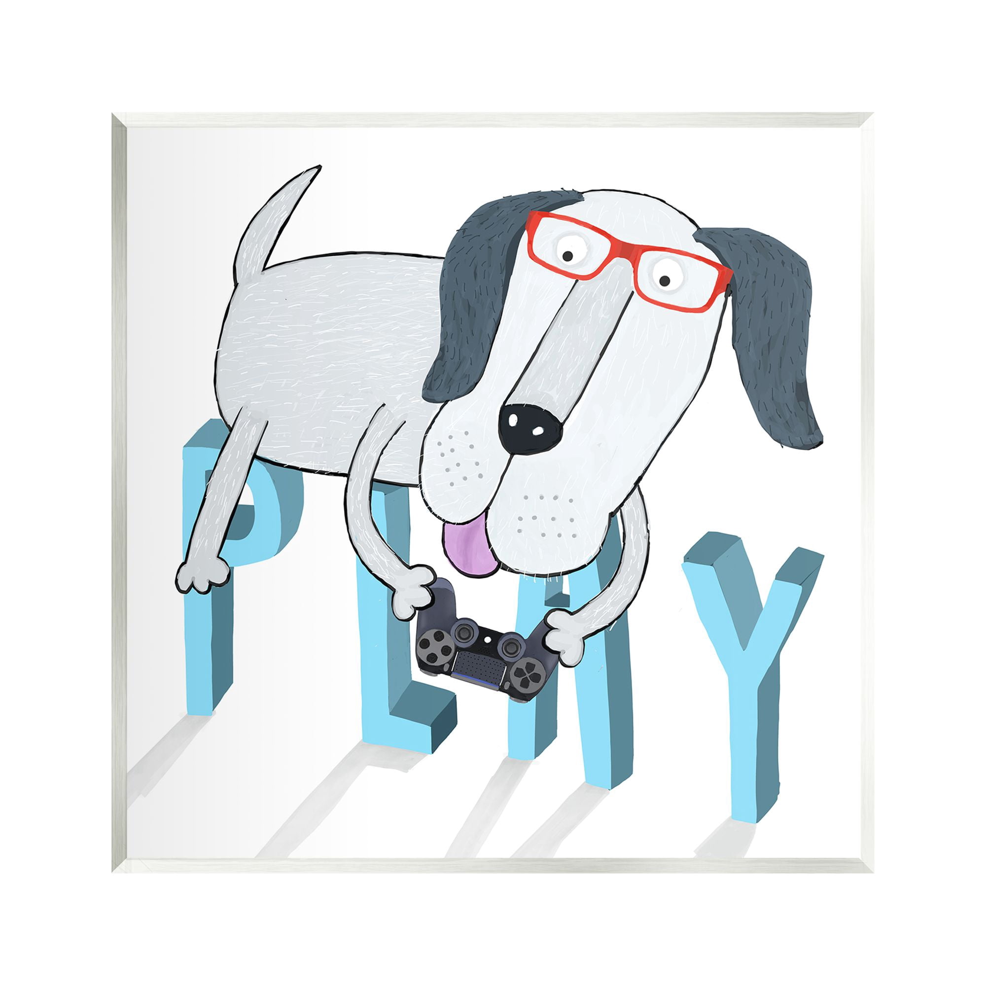 Stupell Industries Dog Playing Video Games Animals & Insects Painting Unframed Art Print Wall Art, 12 x 12