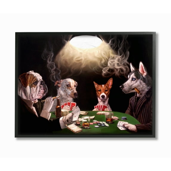 Stupell Industries Dog Poker Funny Pet Painting Framed Wall Art by Lucia Heffernan