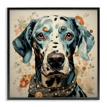 Stupell Industries Dog Portrait with Paint Splatter Animals & Insects Painting Black Framed Art Print Wall Art, 12 x 12