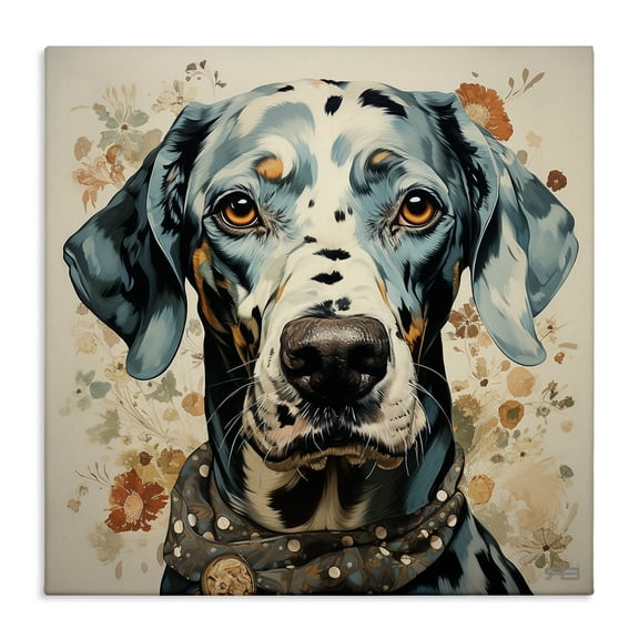 Stupell Industries Dog Portrait with Paint Splatter Animals & Insects Painting Gallery Wrapped Canvas Art Print Wall Art, 17 x 17