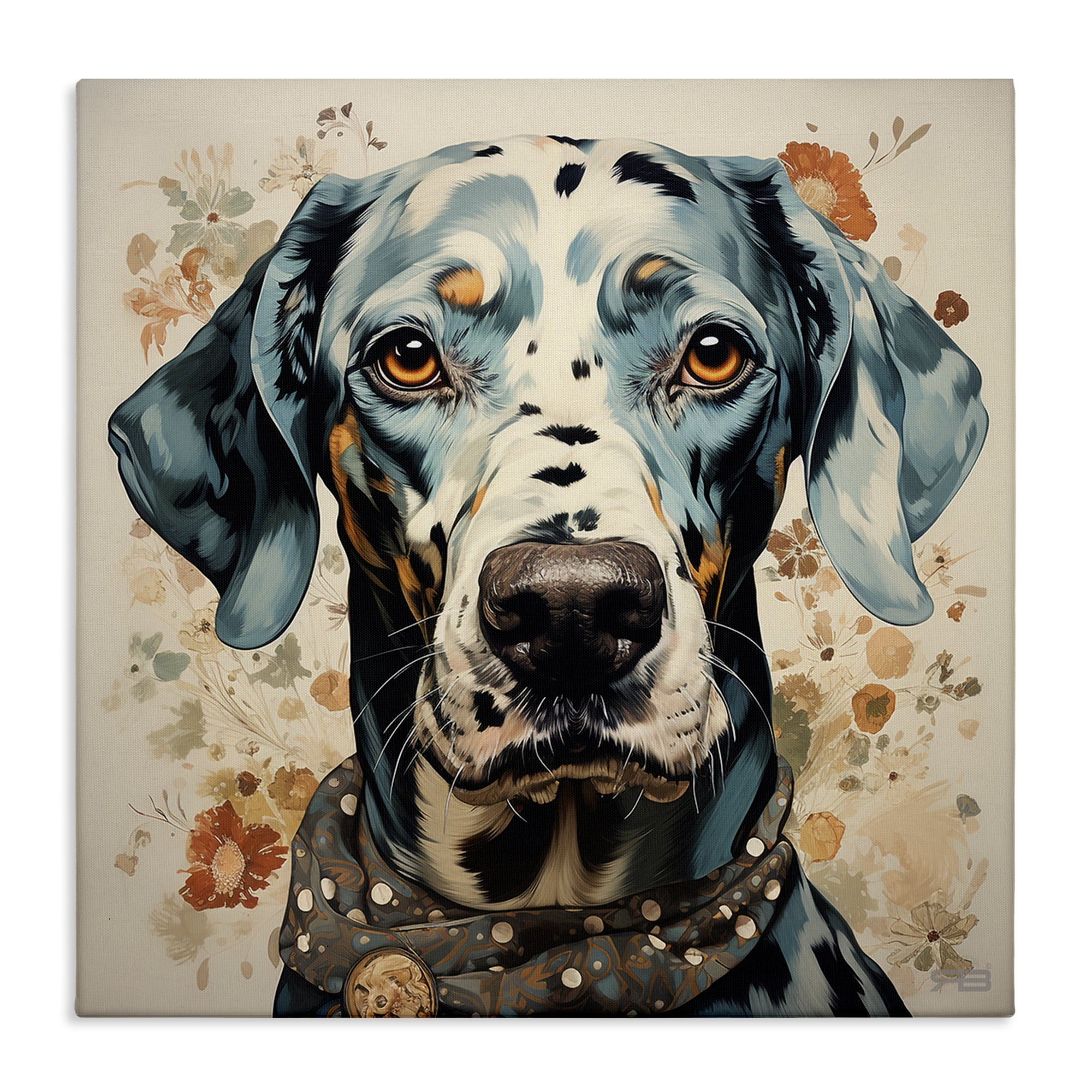 Stupell Industries Dog Portrait with Paint Splatter Animals & Insects Painting Gallery Wrapped Canvas Art Print Wall Art, 24 x 24