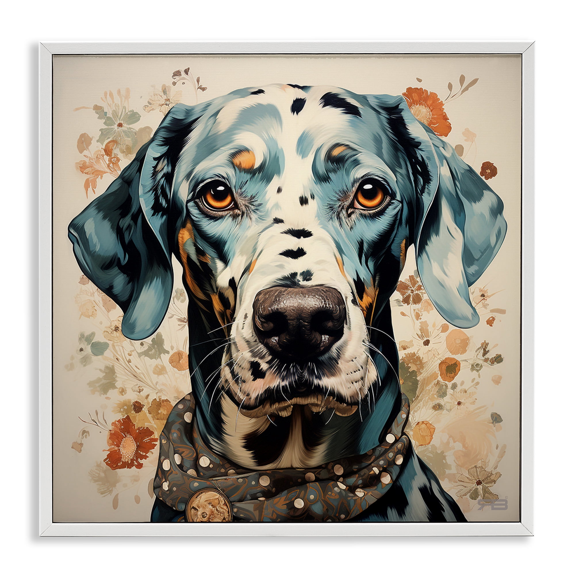 Stupell Industries Dog Portrait with Paint Splatter Animals & Insects Painting White Framed Art Print Wall Art, 17 x 17