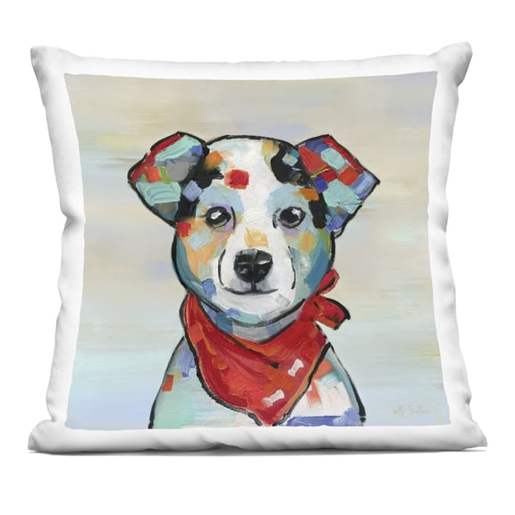 Stupell Industries Dog Portrait with Red Bandana Design by Sally Swatland Throw Pillow