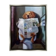 thumbnail image 1 of Stupell Industries Dog Reading the Newspaper On Toilet Funny Painting Luster Gray Framed Floating Canvas Wall Art, 24x30, by Lucia Heffernan, 1 of 6