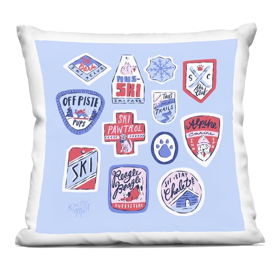 Stupell Industries Dog Ski Tickets Placement Decorative Printed Throw Pillow design by Krissy Mast, 18 x 7 x 18