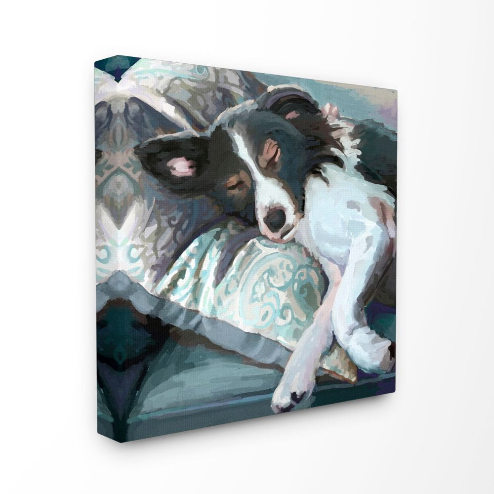 Stupell Industries Dog Sleeping Animal Pet Blue Painting XL Canvas Wall Art by Art Licensing Studio