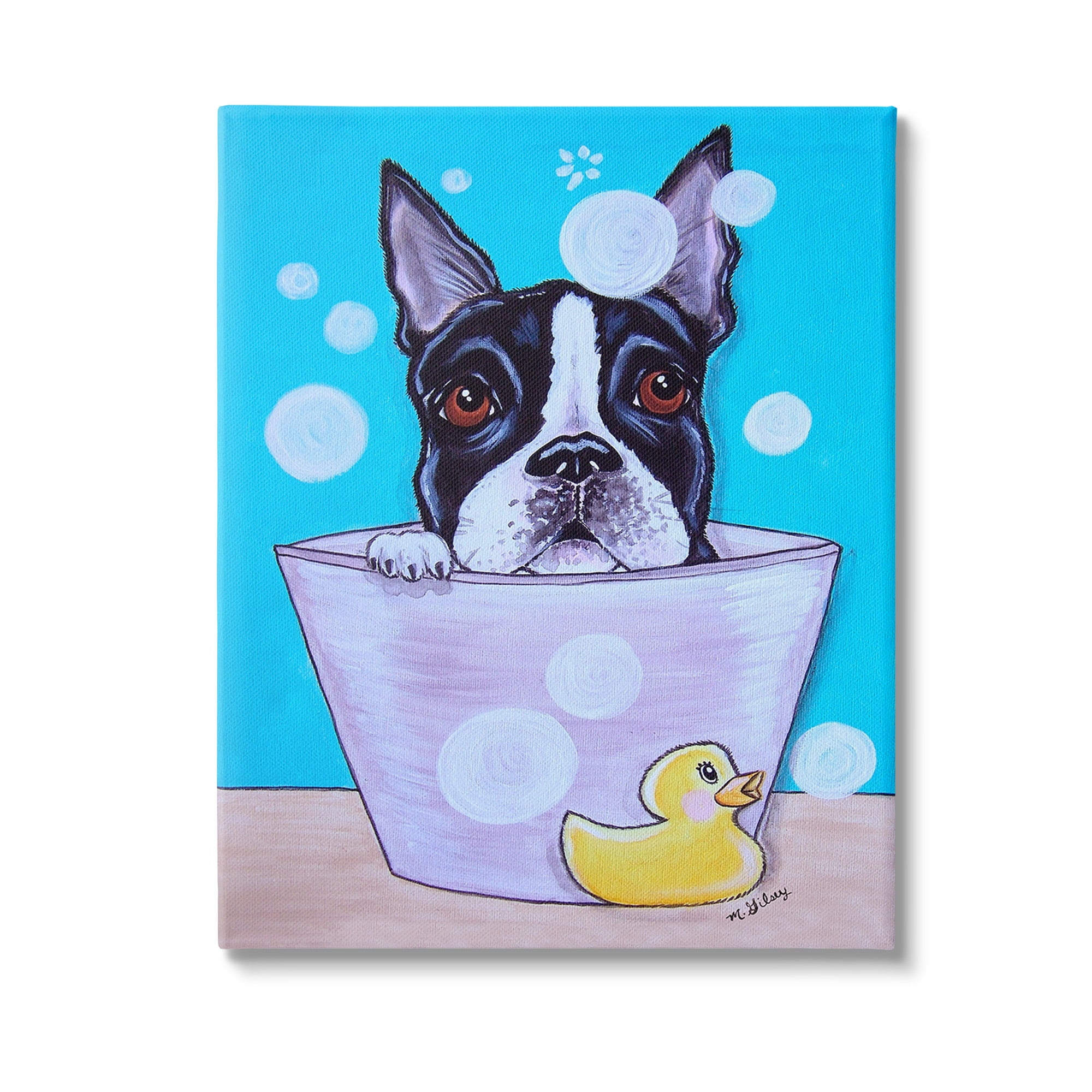 Stupell Industries Dog & Soap Bubbles Animals & Insects Painting Gallery Wrapped Canvas Art Print Wall Art, 30 x 40