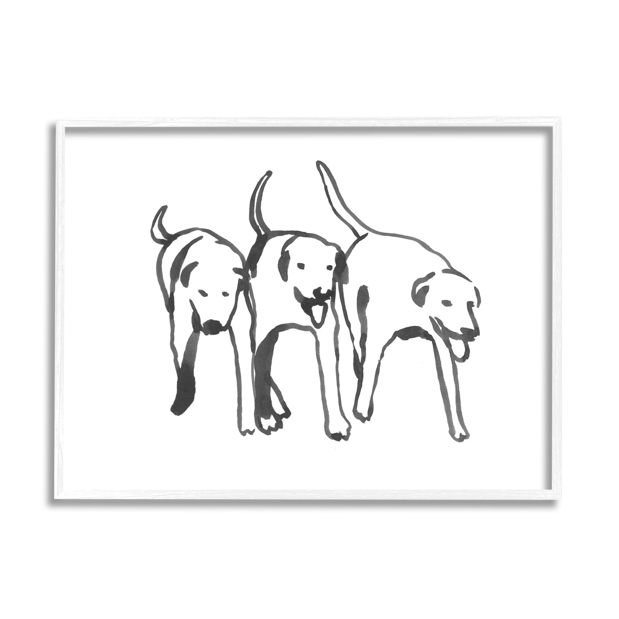 Stupell Industries Dog Trio Outline Minimal Black White Pets, 11 x 14, Designed by Emma Caroline