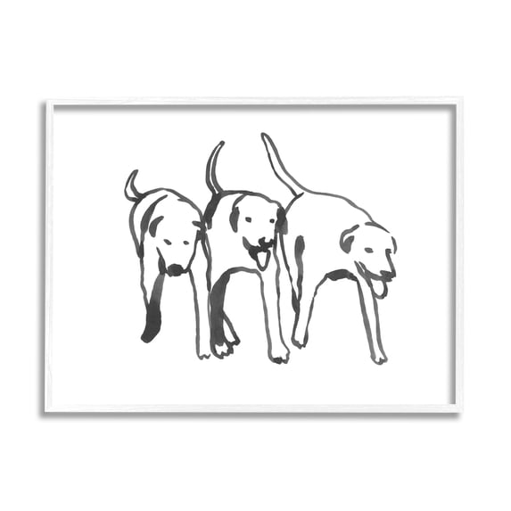 Stupell Industries Dog Trio Outline Minimal Black White Pets, 16 x 20, Designed by Emma Caroline