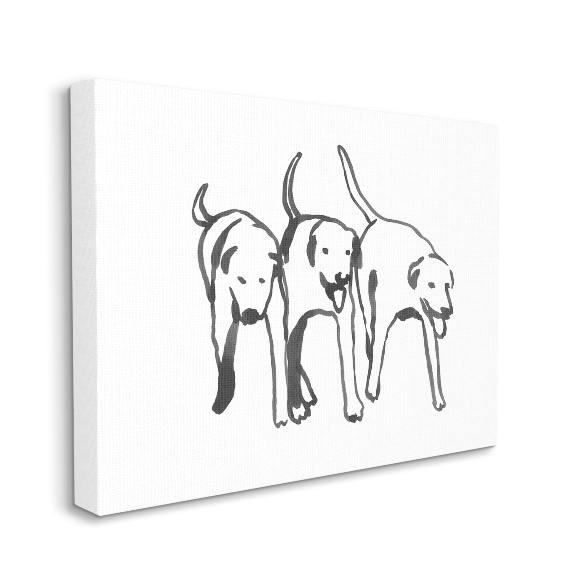 Stupell Industries Dog Trio Outline Minimal Black White Pets, 24 x 30, Designed by Emma Caroline