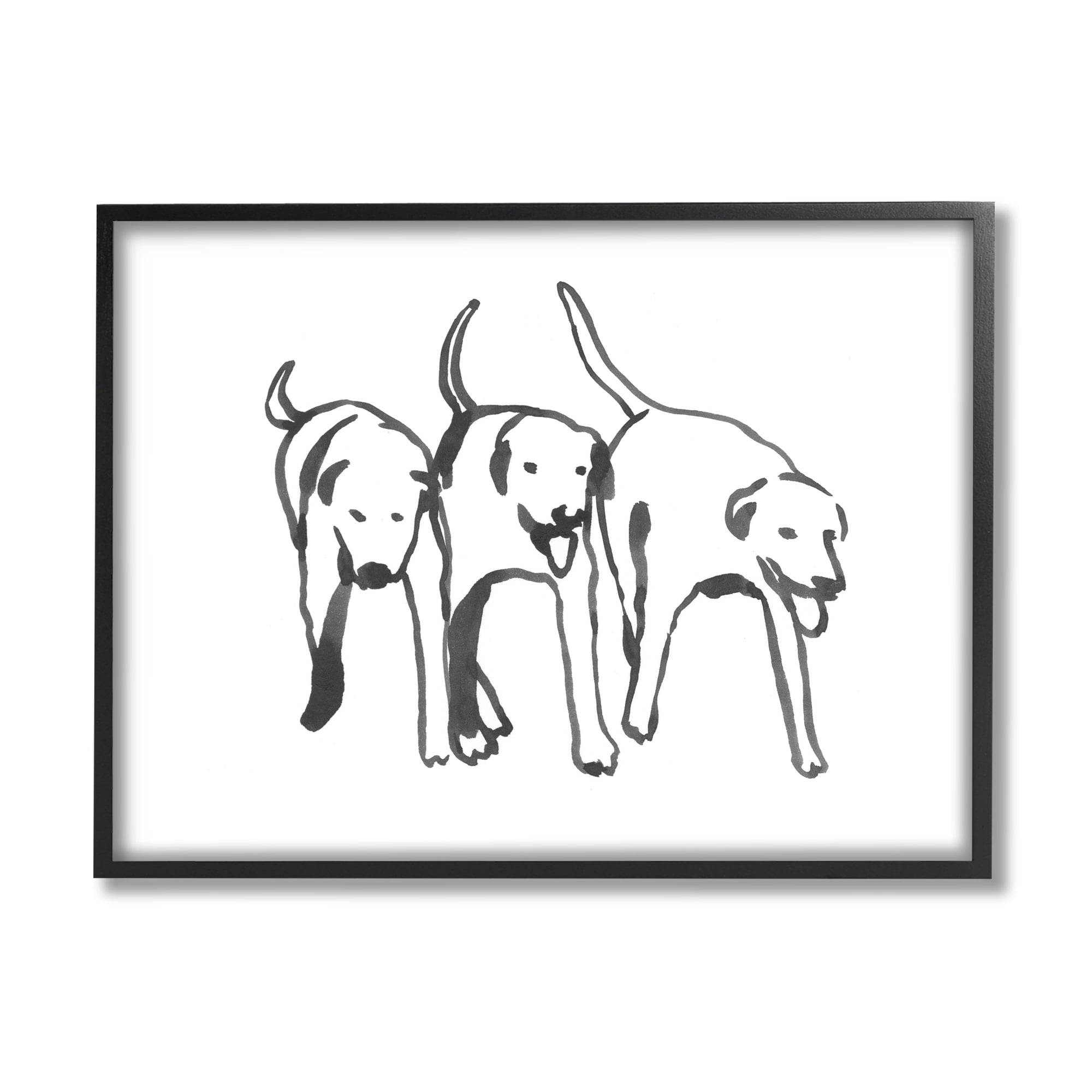 Stupell Industries Dog Trio Outline Minimal Black White Pets, 24 x 30, Designed by Emma Caroline