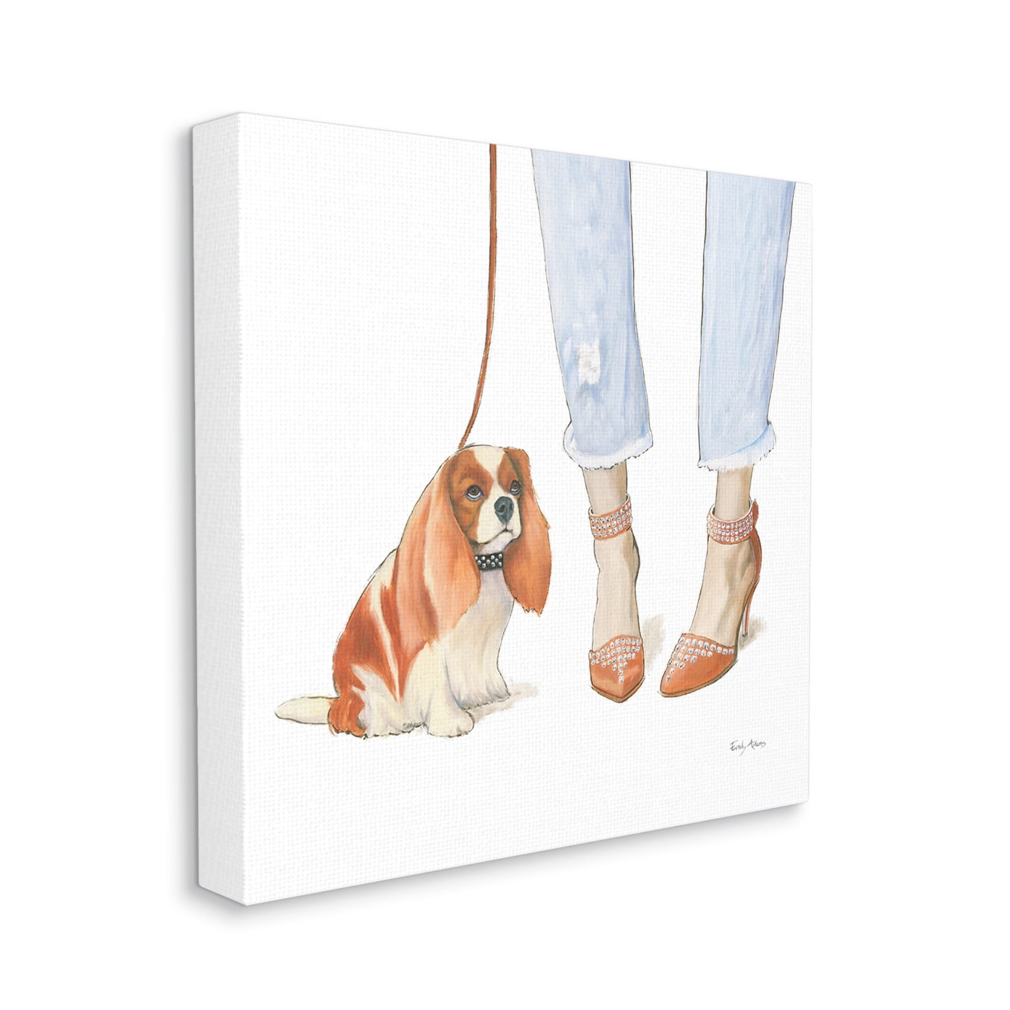 Stupell Industries Dog Walk Glam Sparkle Heels Orange White Artwork Canvas Wall Art Design by Emily Adams, 36" x 36"
