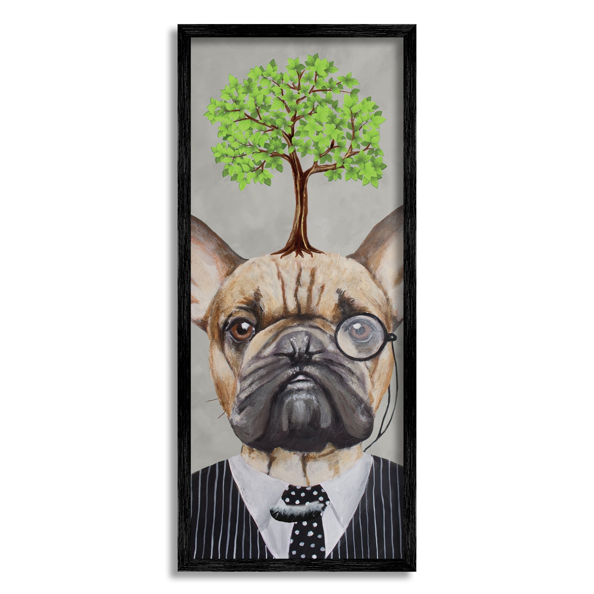 Stupell Industries Dog Wearing Suit Botanical Tree Animals & Insects Painting Black Framed Art Print Wall Art