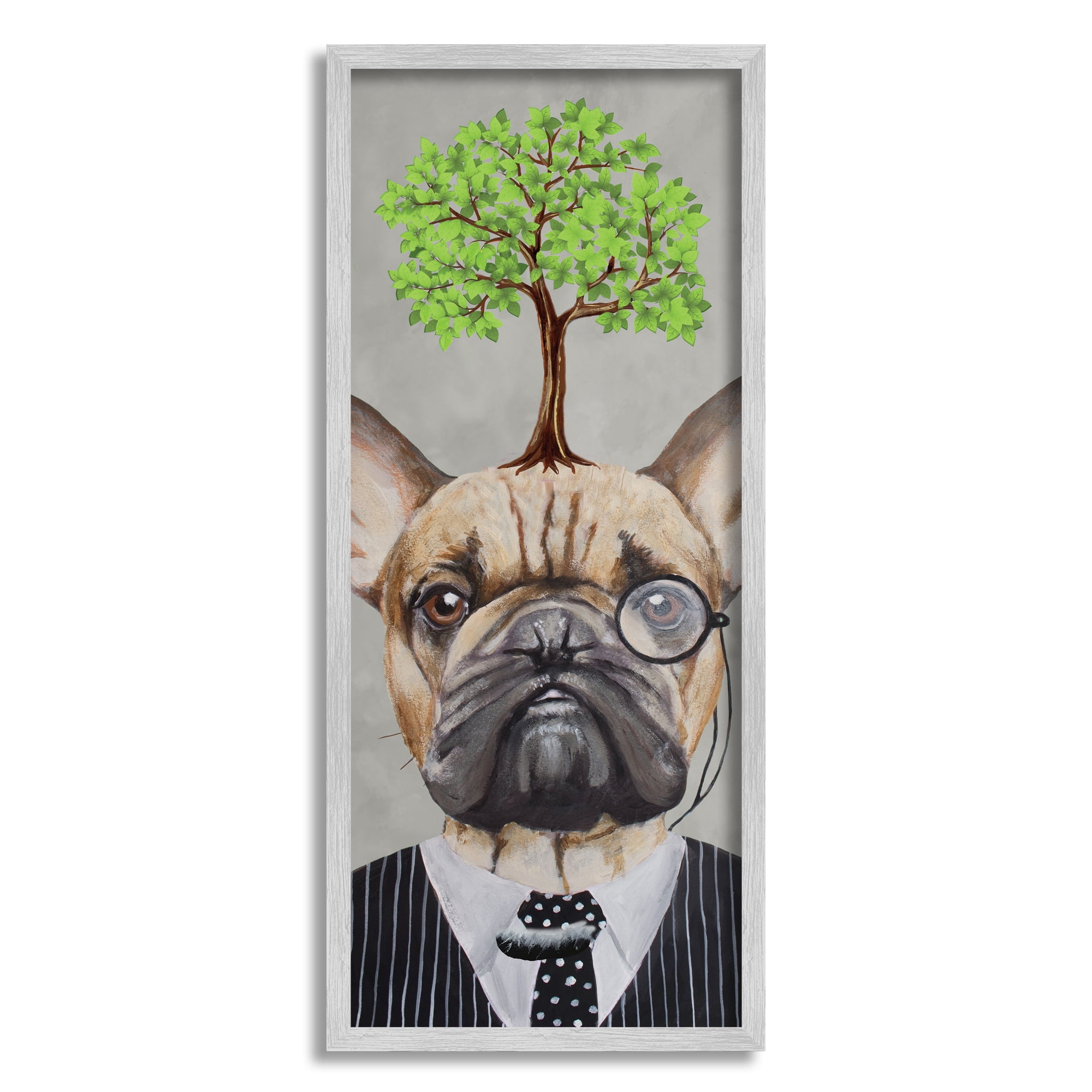 Stupell Industries Dog Wearing Suit Botanical Tree Animals & Insects Painting Gray Framed Art Print Wall Art