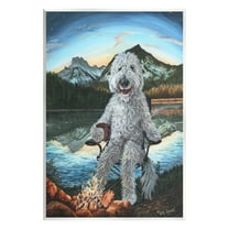 Stupell Industries Dog by Campfire Landscape Nature Painting Unframed Art Print Wall Art, 10 x 15