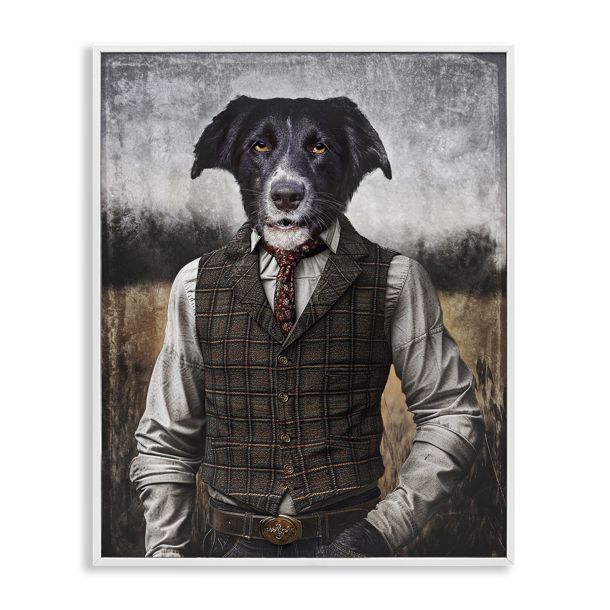 Stupell Industries Dog in Colonial Clothes Animals & Insects Painting White Framed Art Print Wall Art, 11 x 14