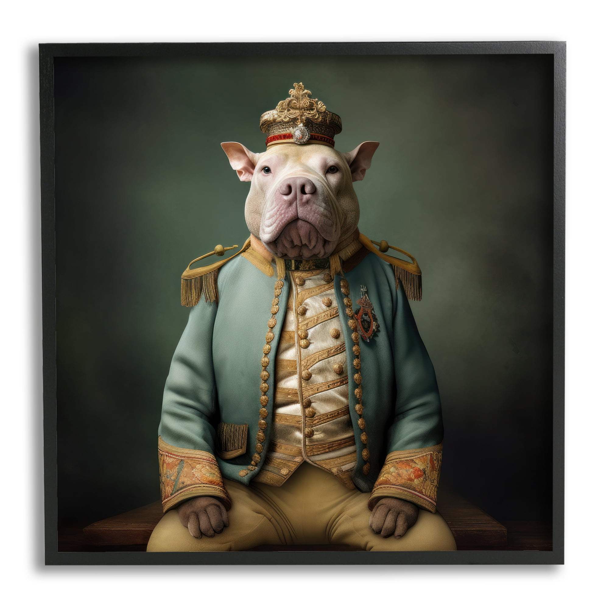 Stupell Industries Dog in Elegant Clothes Animals & Insects Painting Black Framed Art Print Wall Art, 12 x 12