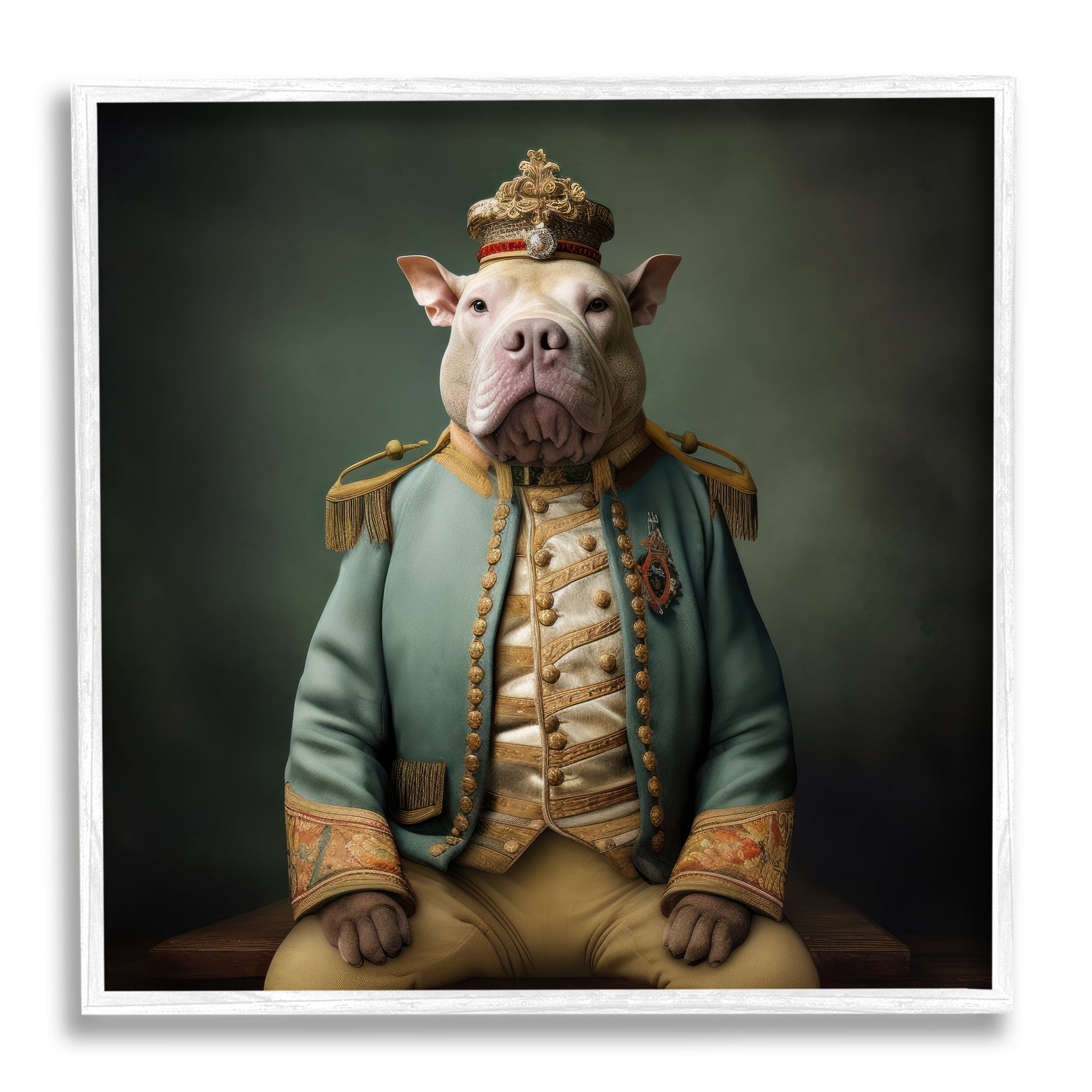 Stupell Industries Dog in Elegant Clothes Animals & Insects Painting White Framed Art Print Wall Art, 24 x 24