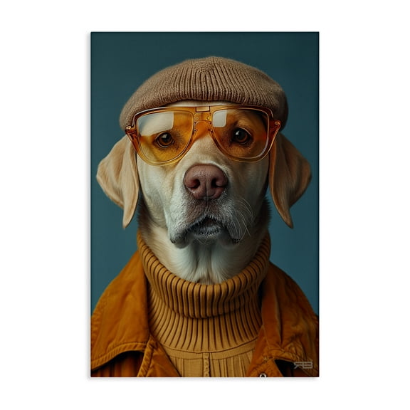 Stupell Industries Dog in Knit Fashion Animals & Insects Painting Gallery Wrapped Canvas Art Print Wall Art, 16 x 24
