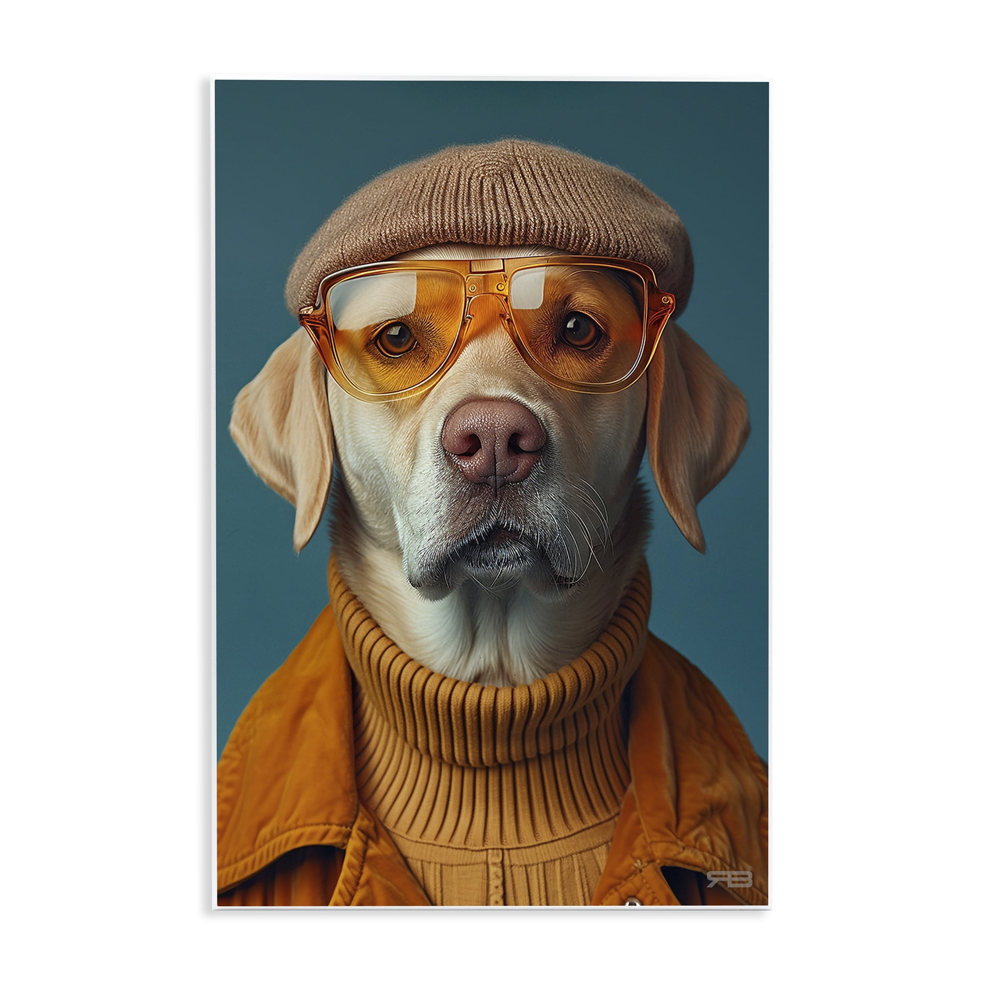 Dog in Knit Fashion Beige and Brown MDF Wall Plaque