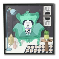 Stupell Industries Dog in Modern Room Animals & Insects Painting Black Framed Art Print Wall Art, 12 x 12