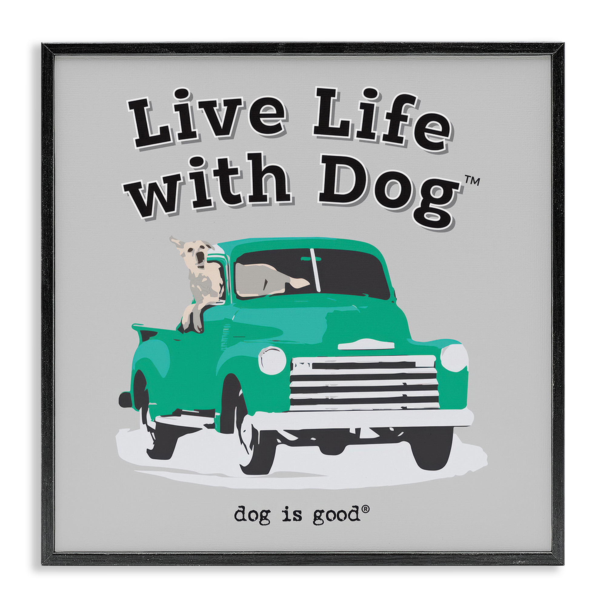 Stupell Industries Dog in Pickup Truck Animals Painting Black Framed Art Print Wall Art, 12 x 12