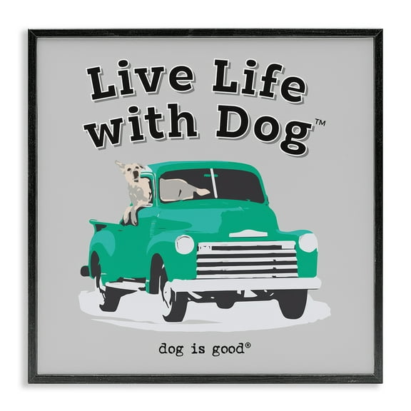 Stupell Industries Dog in Pickup Truck Animals Painting Black Framed Art Print Wall Art, 12 x 12