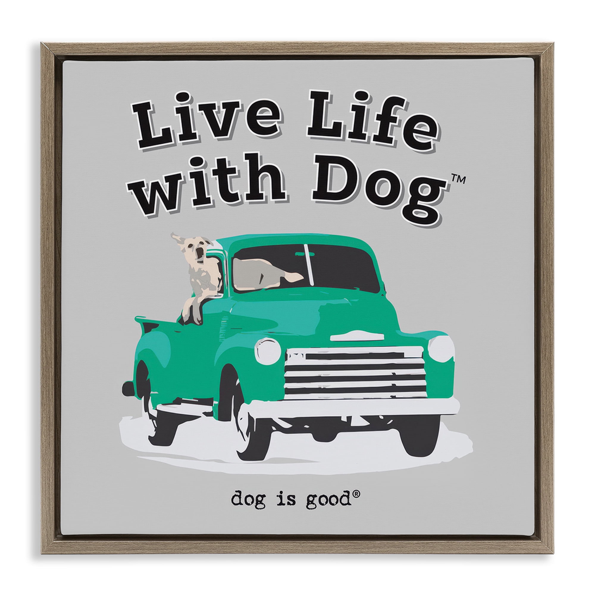 Stupell Industries Dog in Pickup Truck Animals Painting Brown Floater Framed Canvas Art Print Wall Art, 18 x 18