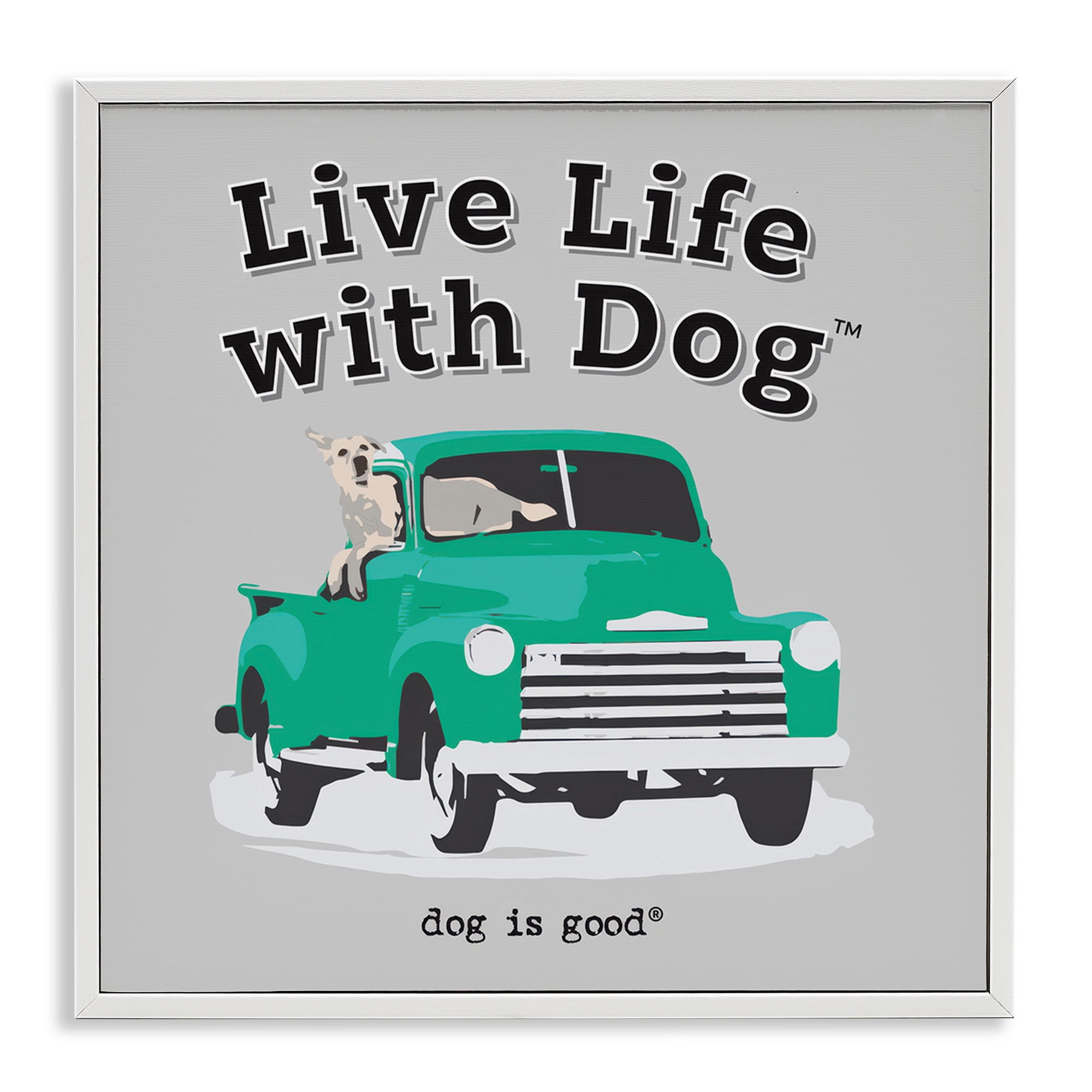 Stupell Industries Dog in Pickup Truck Animals Painting White Framed Art Print Wall Art, 17 x 17