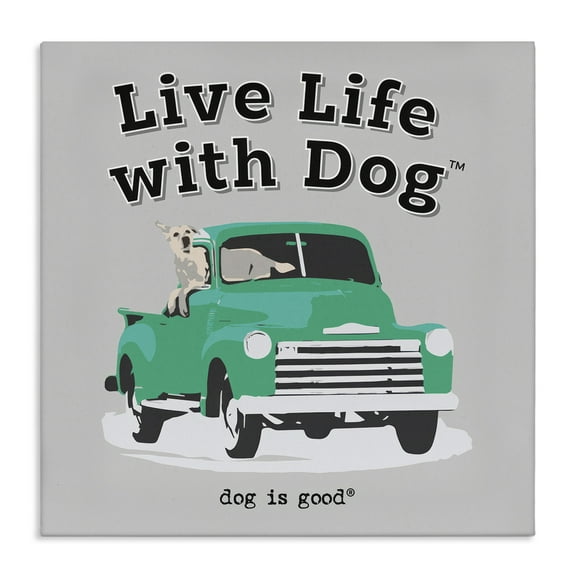 Stupell Industries Dog in Pickup Truck Animals Painting Wrapped Canvas Art Print Wall Art, 17 x 17