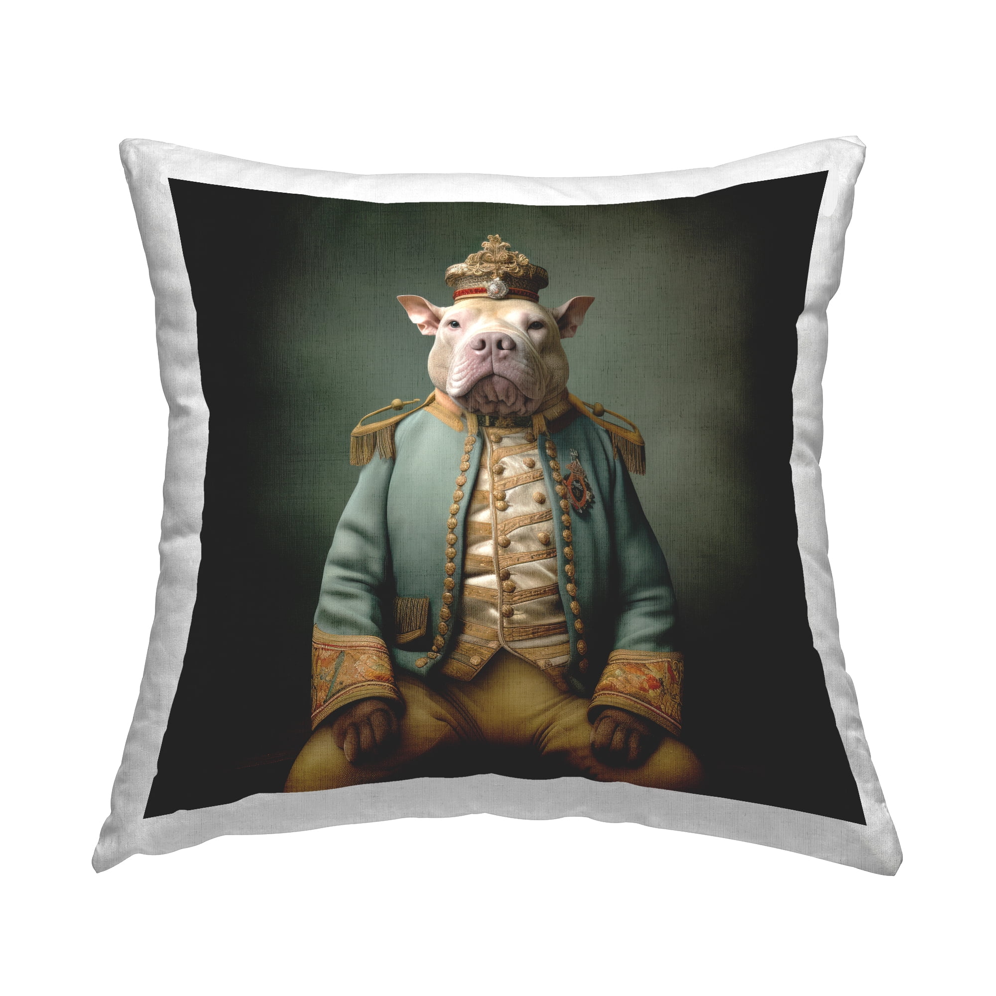 Stupell Industries Dog in Royal Fashion Decorative Printed Throw Pillow, 18 x 18