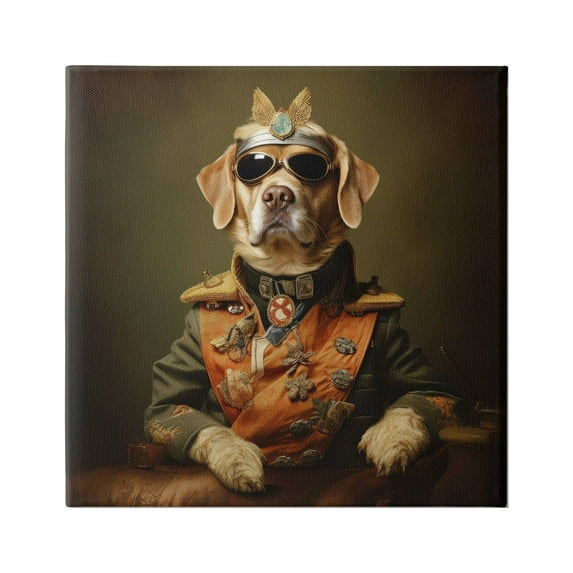 Stupell Industries Dog in Vintage Vest Animals & Insects Painting Gallery Wrapped Canvas Art Print Wall Art, 17 x 17