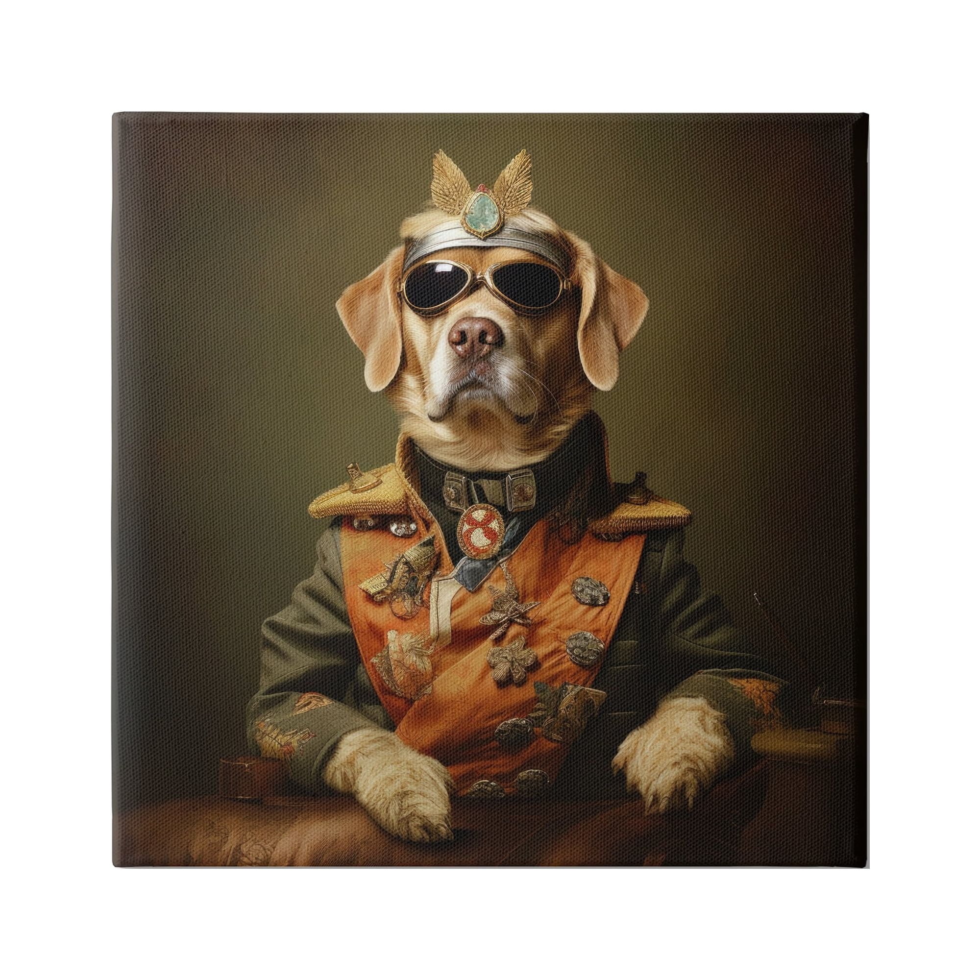 Stupell Industries Dog in Vintage Vest Animals & Insects Painting Gallery Wrapped Canvas Art Print Wall Art, 30 x 30