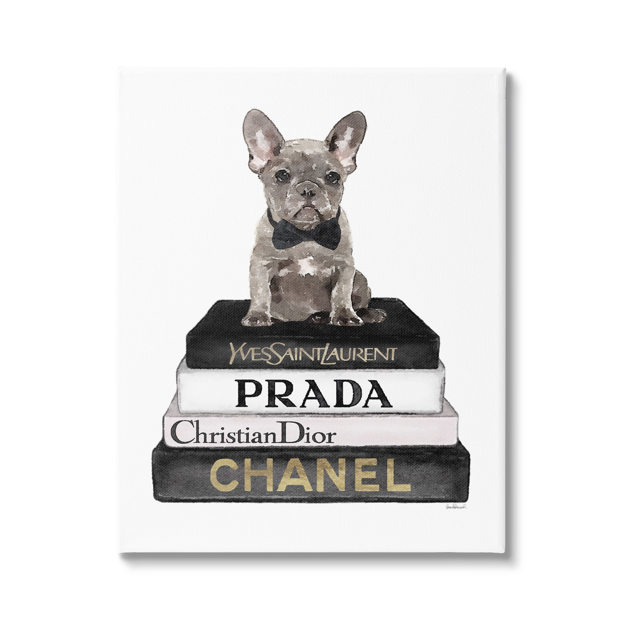 Stupell Industries Dog on Fashion Books Animals & Insects Painting Gallery Wrapped Canvas Art Print Wall Art, 24 x 30