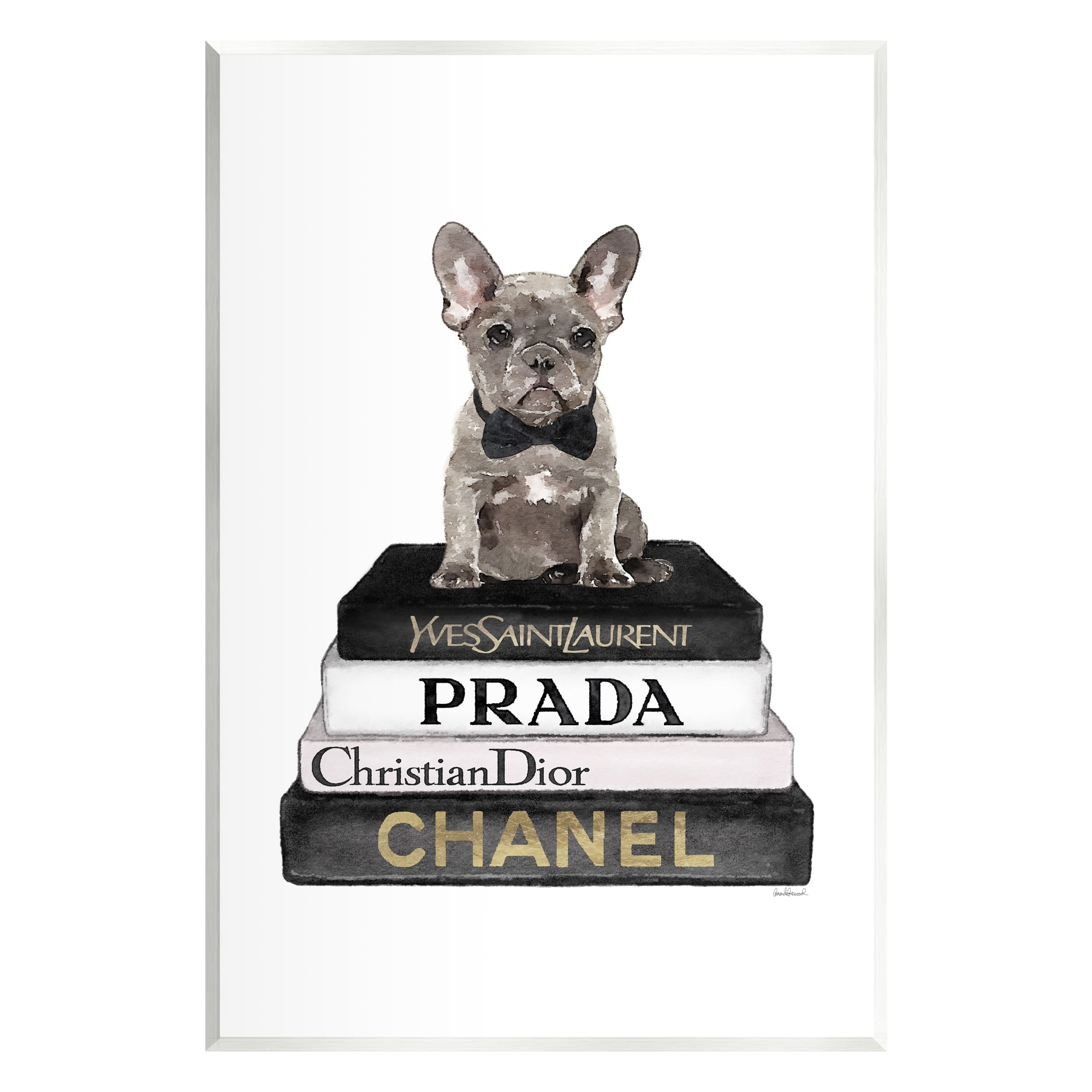 Stupell Industries Dog on Fashion Books Animals & Insects Painting Unframed Art Print Wall Art, 13 x 19