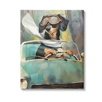 Stupell Industries Dog on Joy Ride Animals & Insects Painting Gallery Wrapped Canvas Art Print Wall Art, 16 x 20